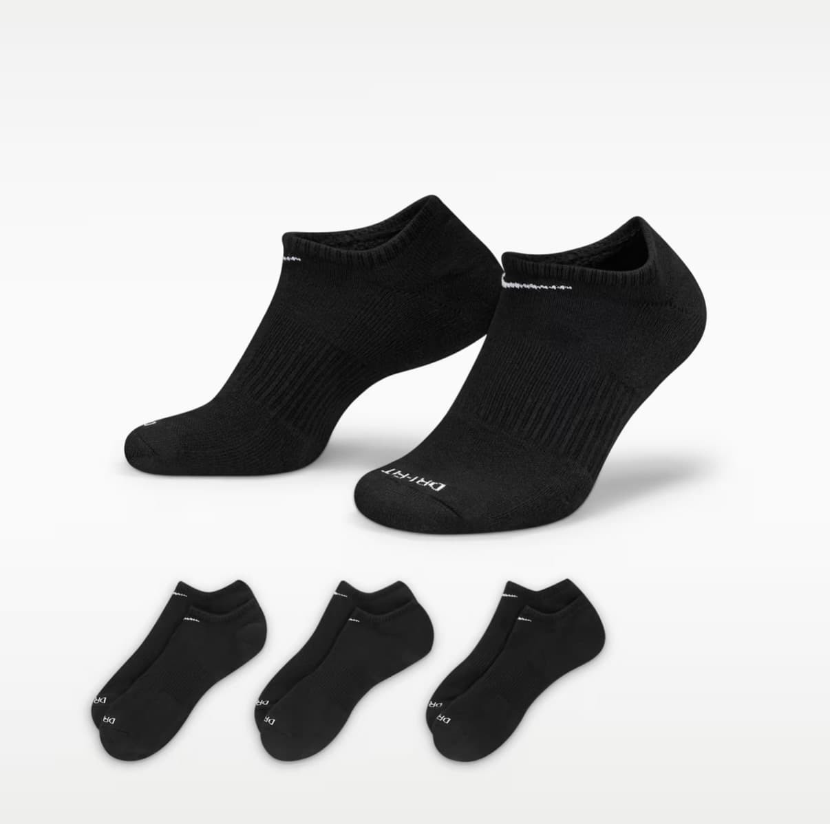 Nike everyday cushioned no show black.